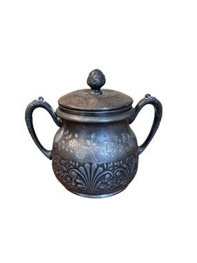 Antique Pairpoint Mfg Quadruple Plate Sugar Bowl With Lid 2037 Bedford 5in READ